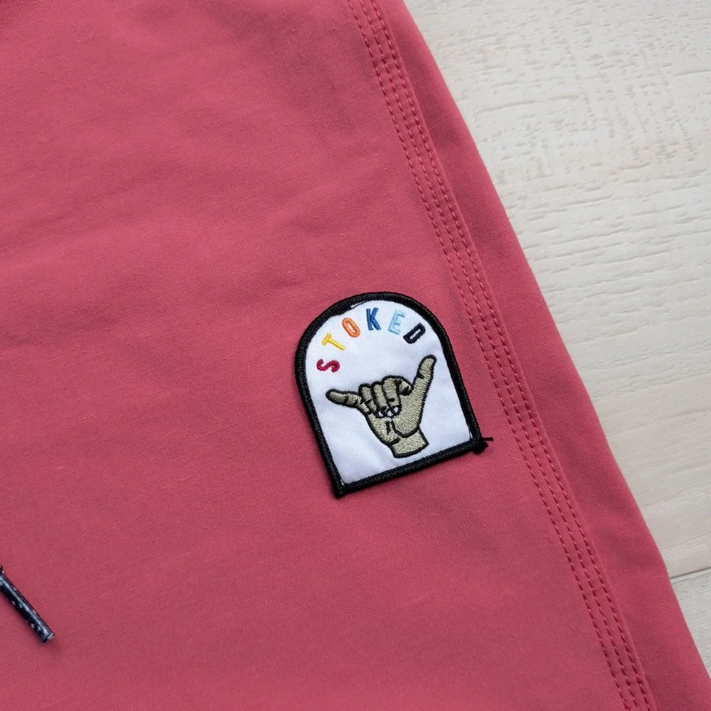 Vissla Solid Sets Board Shorts Mens 34 Swim Trunks Magenta Red Beach Surf